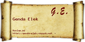 Genda Elek névjegykártya